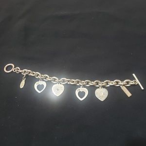 Mark Silver Love-For-Hearts Links Charm Bracelet